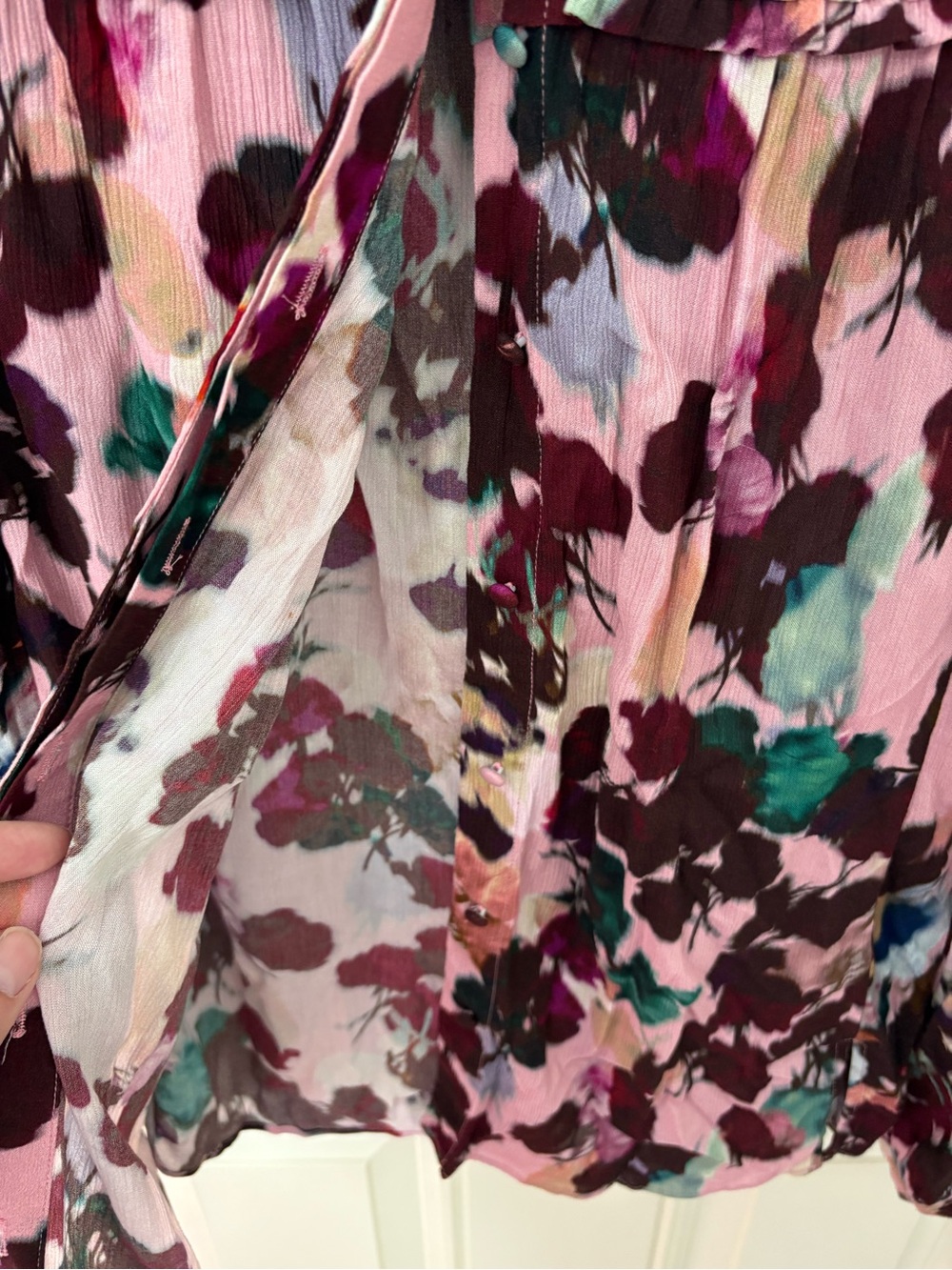 Reiss Phoenix Floral Yoke Detail Blouse Size 4 - Picture 5 of 9